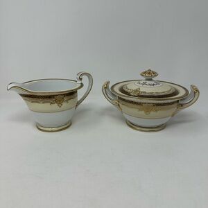 VTG 30’s Noritake Valiere 4981 Bone China Sugar Cream Black Gold Occupied Japan
